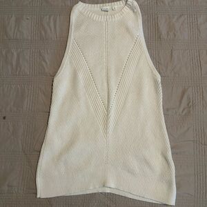 Cream Sleeveless Knit Top